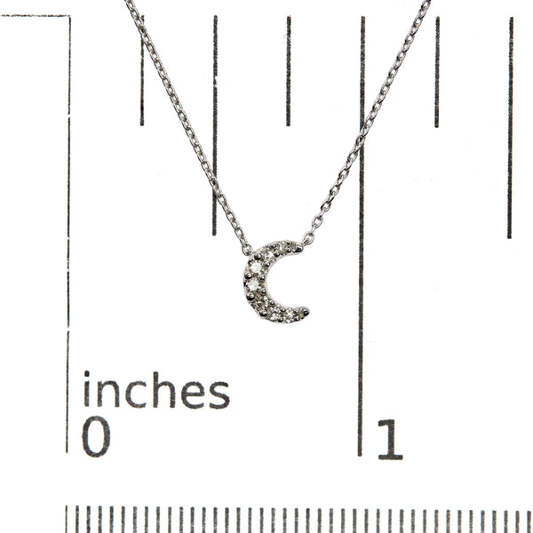 10K witgouden diamanten geaccentueerde halve maan 18 inch hanger ketting (H-I kleur, I1-I2 helderheid) - Puck's