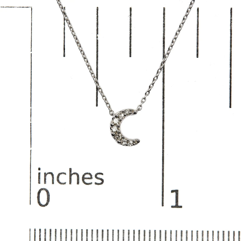 10K witgouden diamanten geaccentueerde halve maan 18 inch hanger ketting (H-I kleur, I1-I2 helderheid) - Puck's