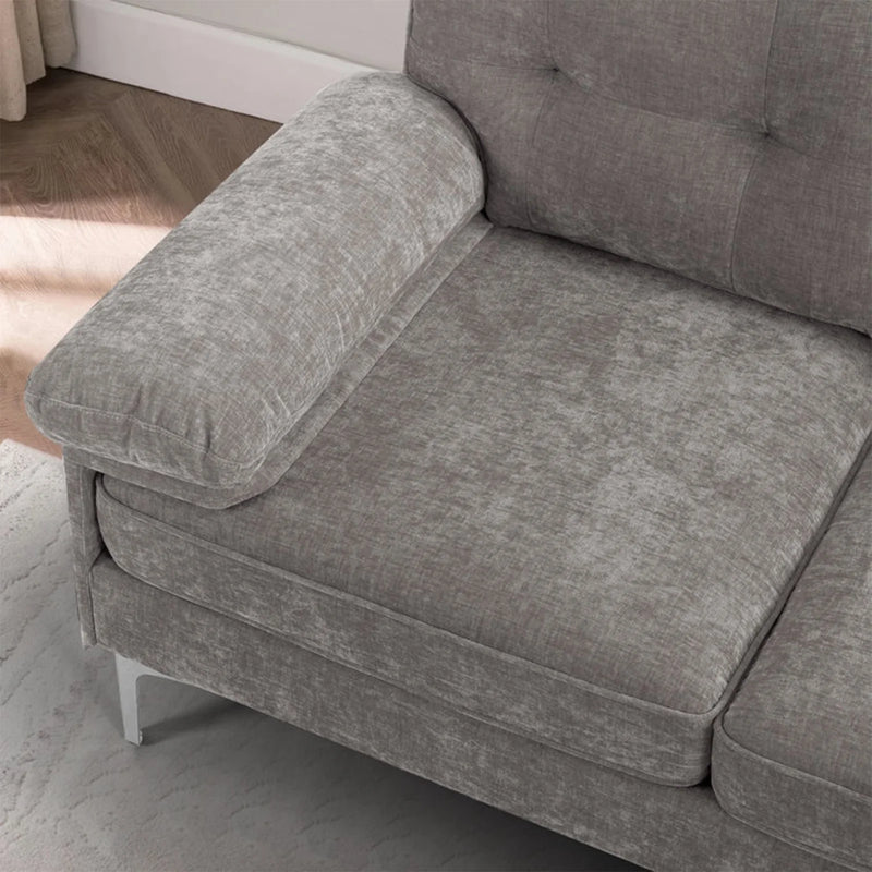 Converteerbare slaapbank, L-vormige bank met omkeerbare chaise lounge, Chenille stof moderne bank voor woonkamer, appartement, kantoor, 3 zitplaatsen, grijs - Puck's