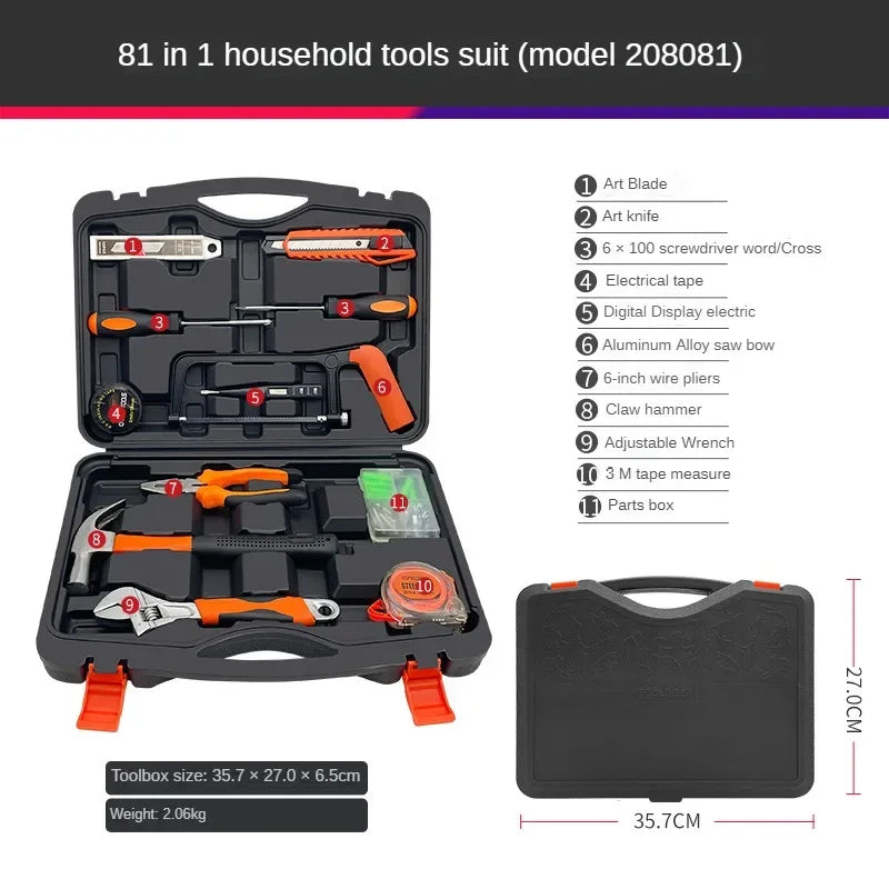 Household Hardware Tool Box Set Home Manual Combination Repair Tools Multifunctional Repair Tool Box - Puck's