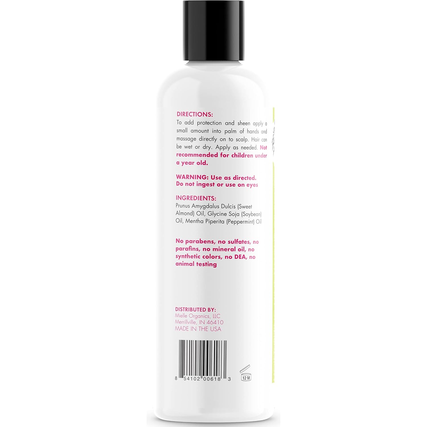 Mint Almond Oil for Healthy Hair and Scalp, 8 Ounces - Puck's