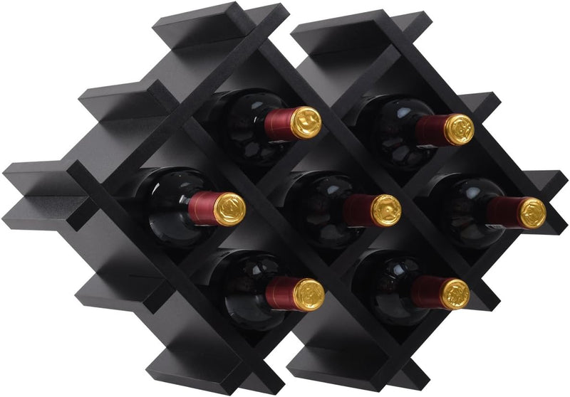 Wine Rack Wall Mounted Set of 5, Wood Wall Wine Shelf Racks with Glass Holder and Stemware Hanger, Wooden Hanging Wine Rack, Wine Storage Display Shelf for Home Bar Kitchen Dining Room, Black - Puck's