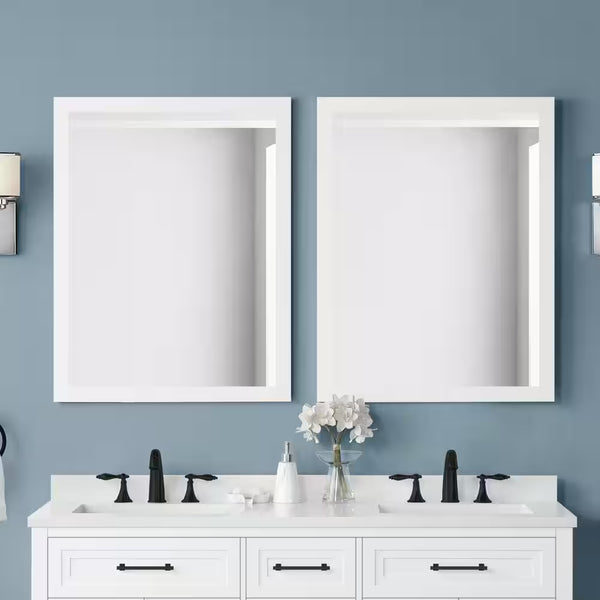 Mayfield 28 In. W X 36 In. H Rectangular Framed Wall Bathroom Vanity Mirror in White - Puck's