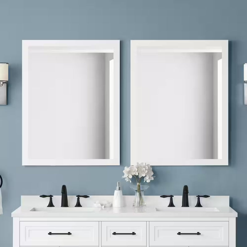 Mayfield 28 In. W X 36 In. H Rectangular Framed Wall Bathroom Vanity Mirror in White - Puck's