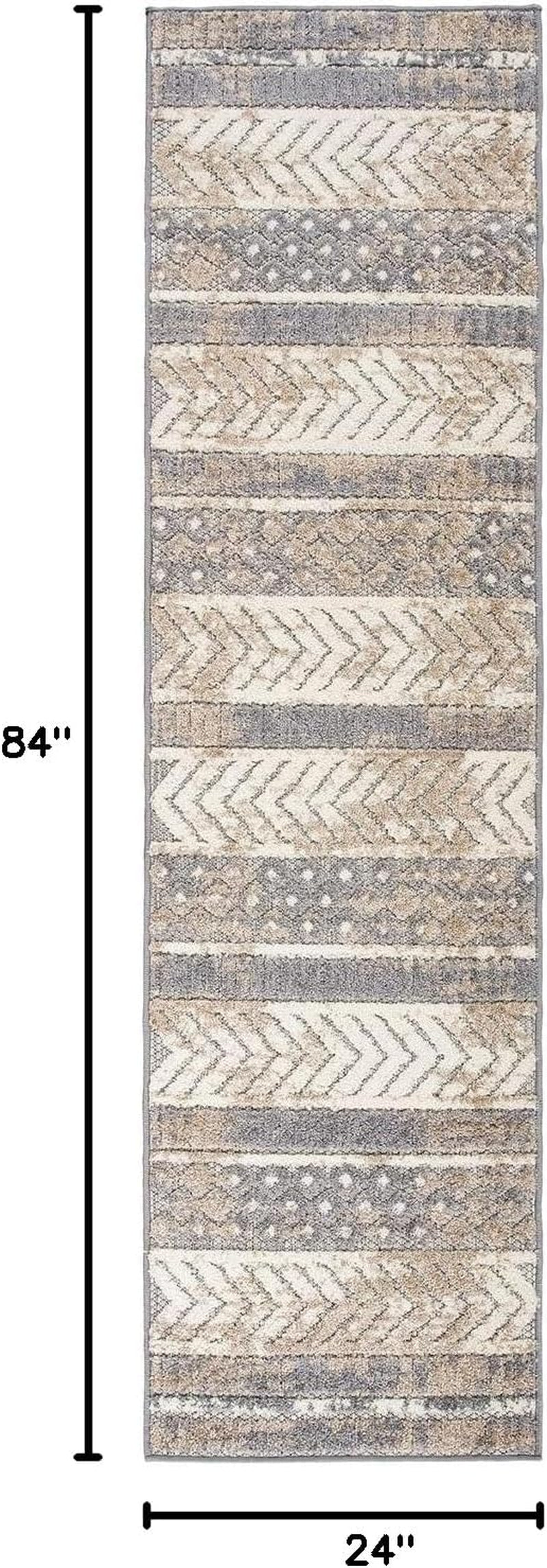 Distressed Geometric Indoor/Outdoor Runner Rug 2' X 7' Beige - Puck's