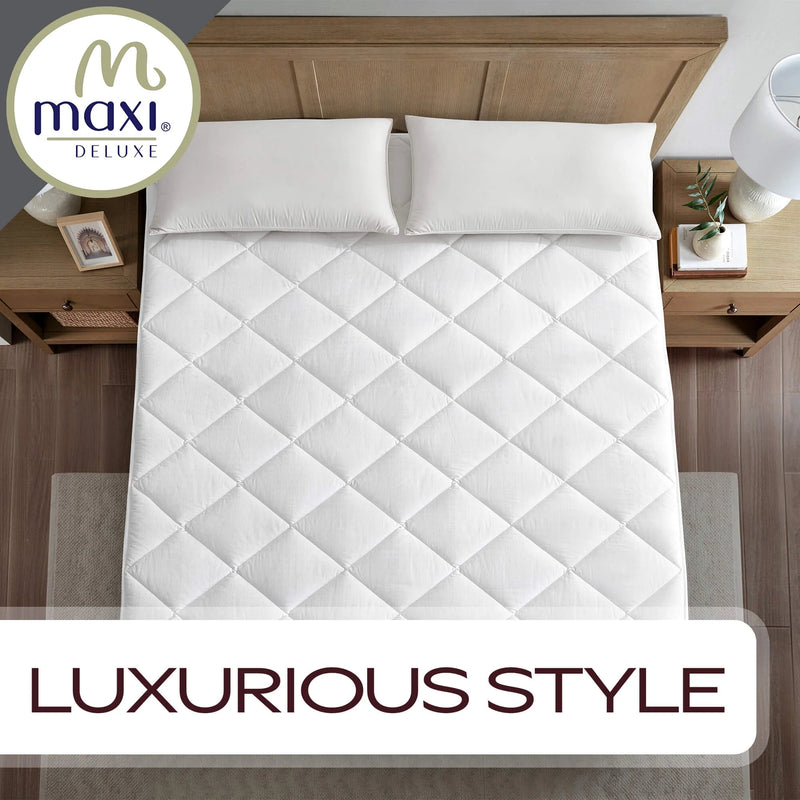 Twin XL Size Mattress Pad - Luxurious Cotton Sateen Mattress Protector - Soft, Comfortable, and Breatheable Mattress Cover - Mattress Pad Protects Mattress from Dust, Dirt, Spills, and Stains.
