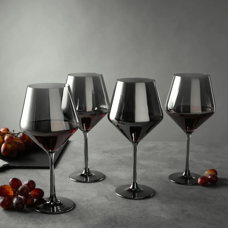 4-Pack Angled Wine Glass Set in Smoke Finish - Puck's