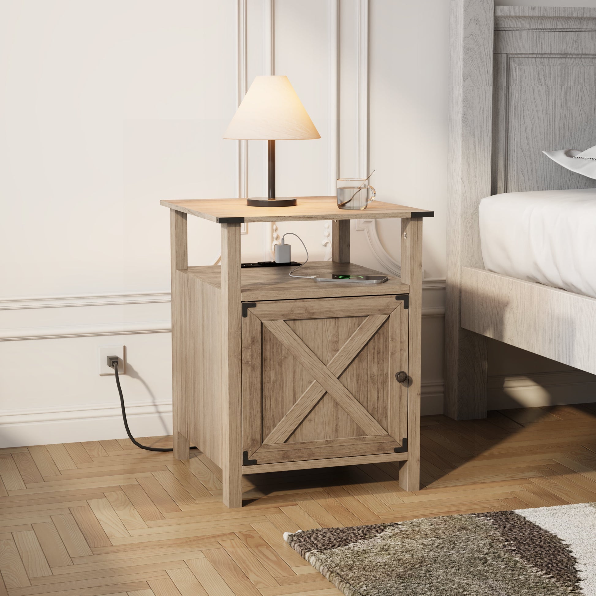 Nightstand for Bedroom Set of 2,Farmhouse Nightstand Bedside Table for Bedroom Furniture,Light Brown - Puck's
