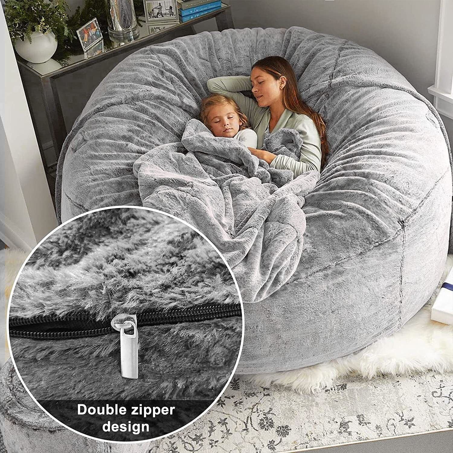 Large Sofa Sack, Ultra Soft Bean Bag Chair Cover for Living Room Lazy Lounger Chair (Stuffing Not Included), Dark Grey, 5 X 2.5 Ft - Puck's