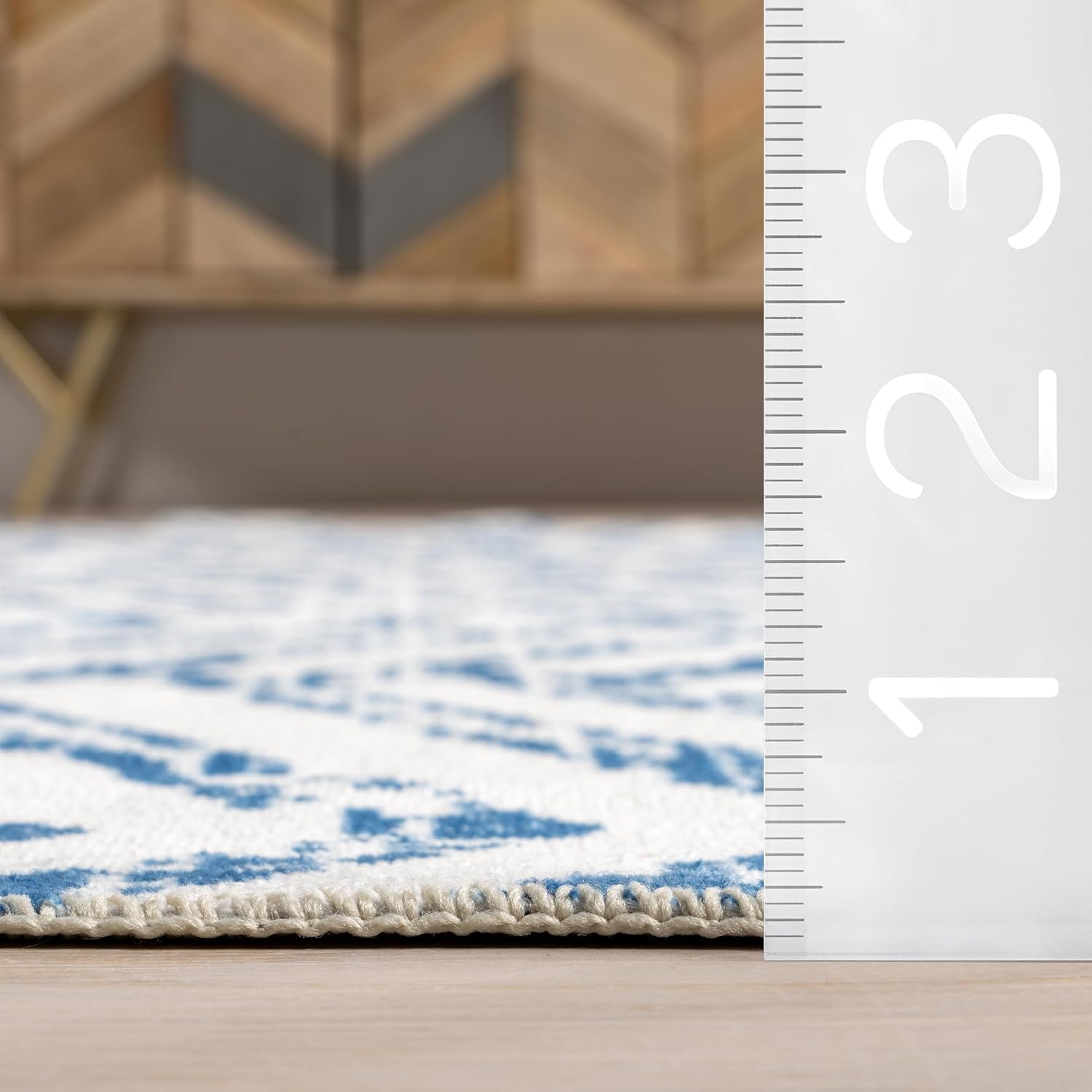 Machine Washable Geometric Area Rug, 5' X 8', Rosanne Blue - Puck's