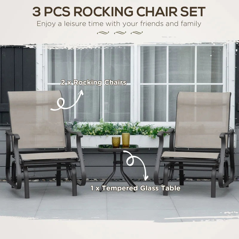2-Person Gliding Rocking Chairs & Bistro Tea Table Garden Swing Seat Patio - Puck's