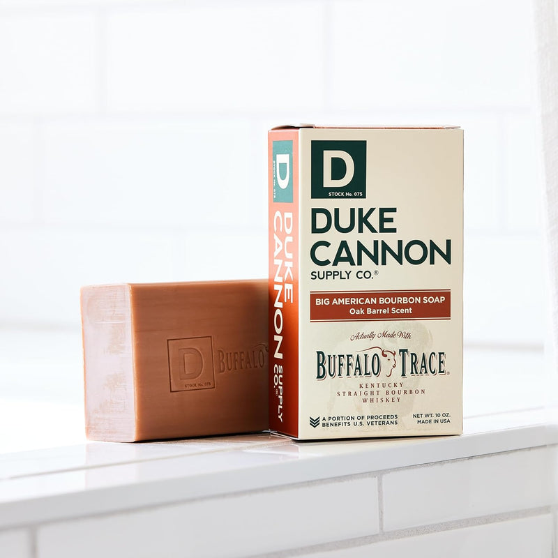 Big Brick of Soap Bar for Men Big American Bourbon Made W/Buffalo Trace (Charred Oak Barrel Scent) Multi-Pack - Superior Grade, Extra Large, All Skin Types, 10 Oz (6 Pack) - Puck's