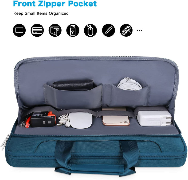 360 Protective Laptop Shoulder Bag Compatible with Macbook Air 15 M4 A3241 M3 A3114 M2 A2941/Pro 16 Inch M4 M3 M2 M1, 15-15.6 Inch Notebook,Matching Color Sleeve with Belt, Teal Green - Puck's
