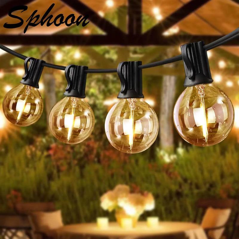 65FT Christmas Connectable LED String Light E12 Base G40 IP44 Waterproof Dimmable Garland Garden Wedding Fairy Lights Home Decor - Puck's