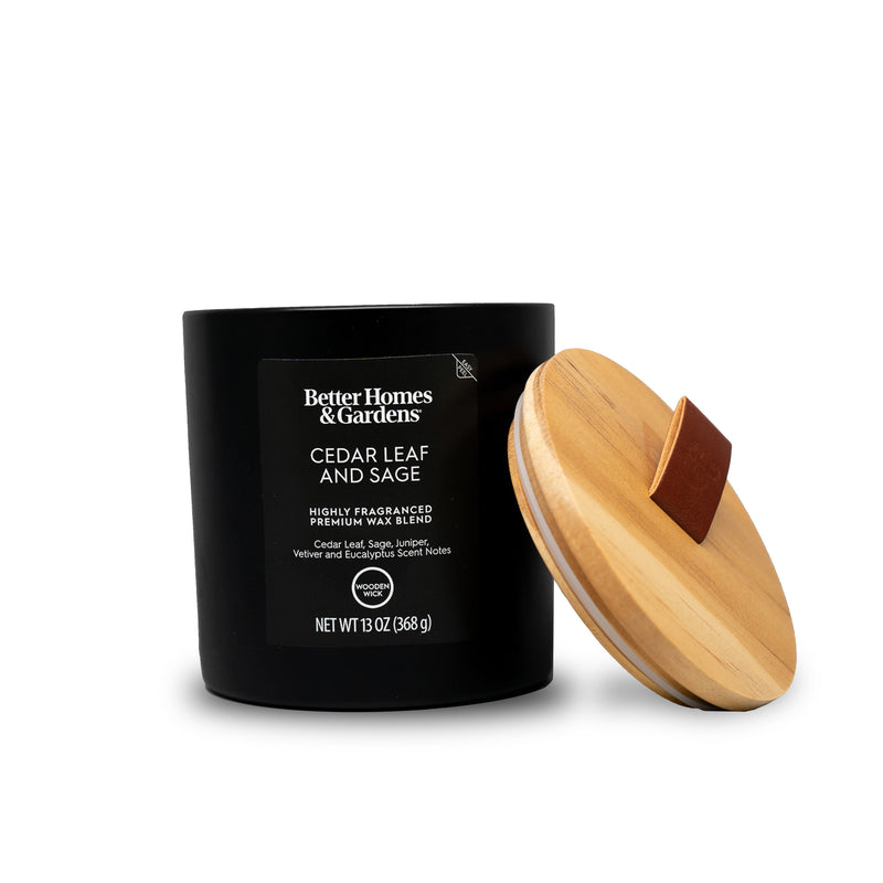 13Oz Cedar Leaf and Sage Scented Wooden Wick Jar Candle - Puck's