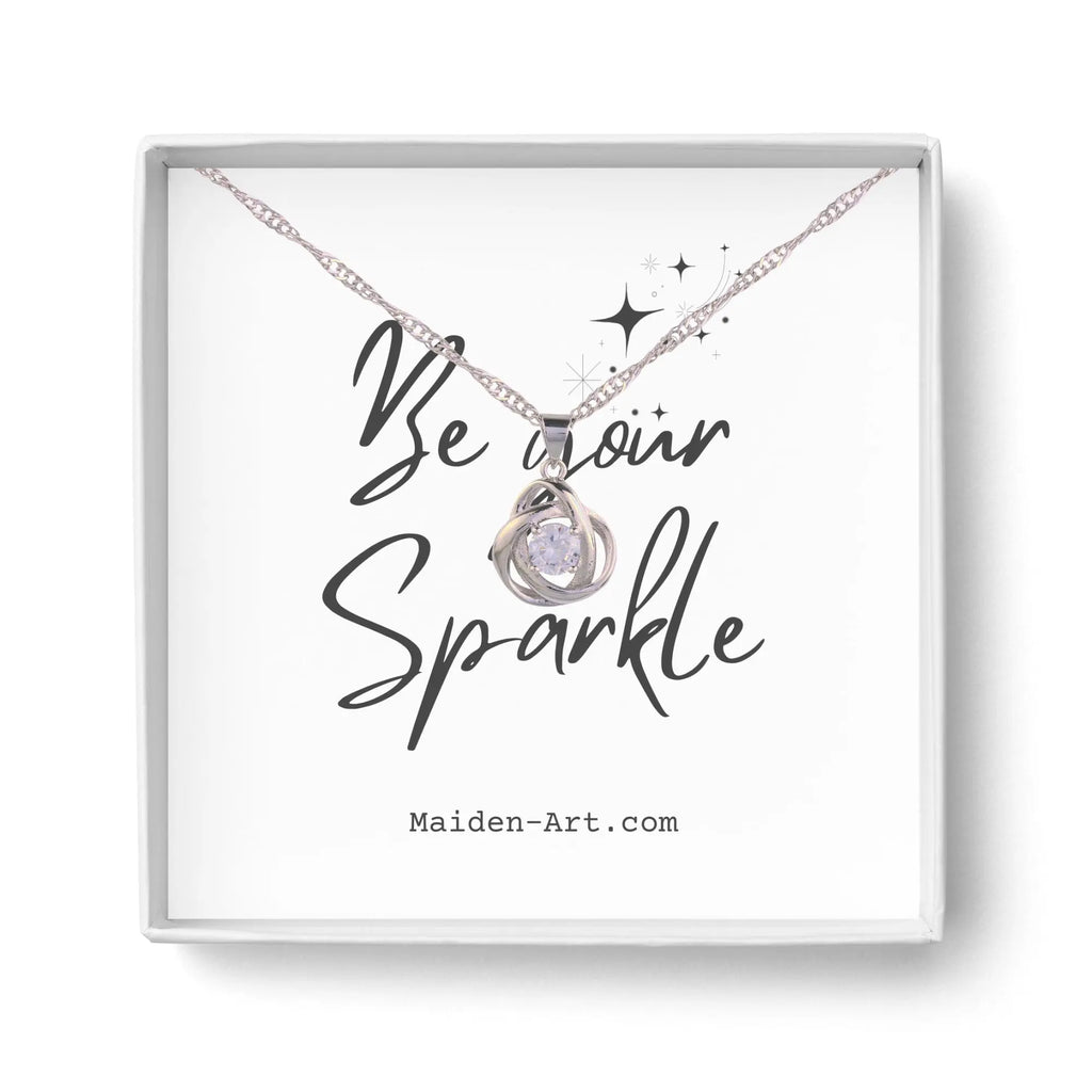 Round Knot Pendant Necklace with Cubic Zirconia - Puck's