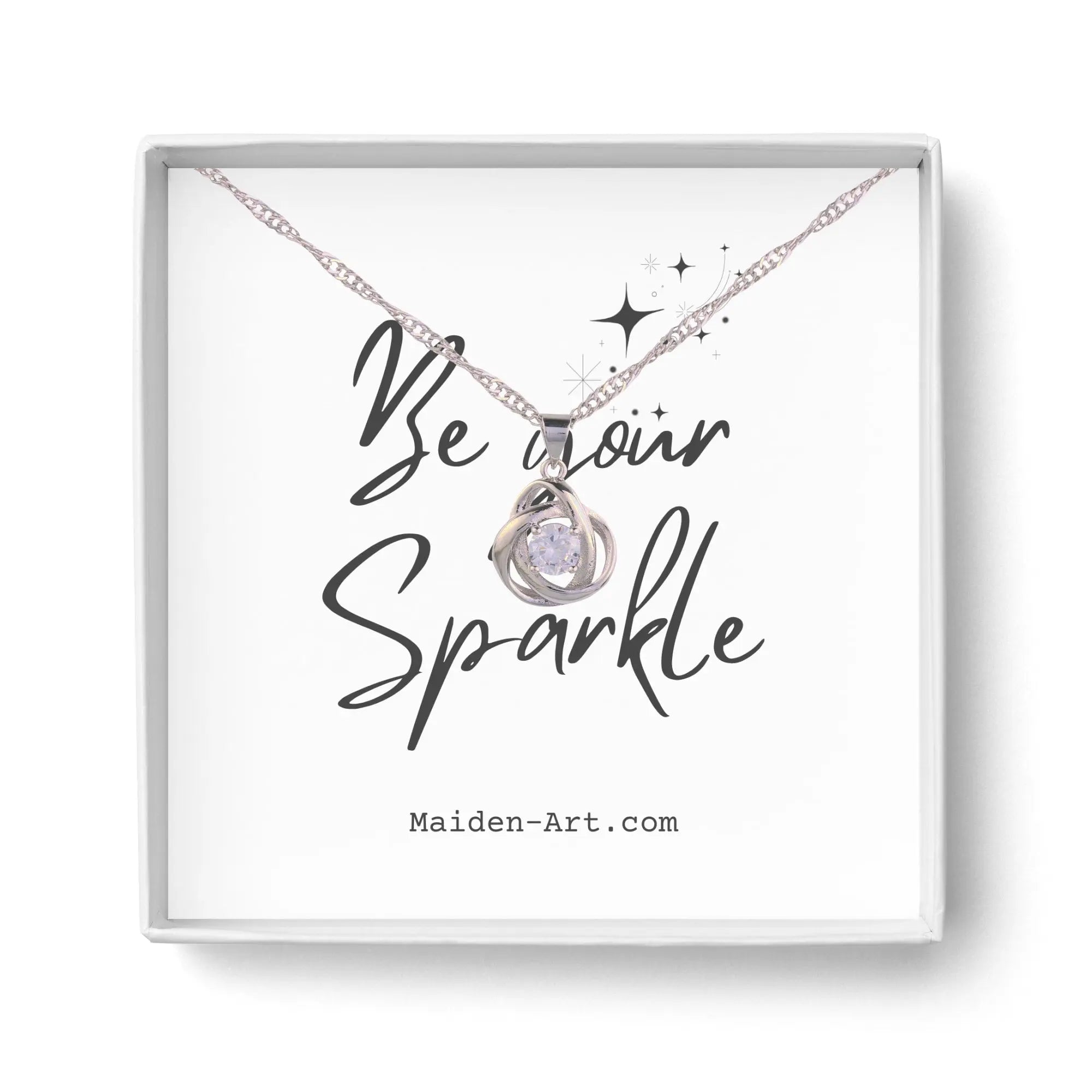 Round Knot Pendant Necklace with Cubic Zirconia - Puck's