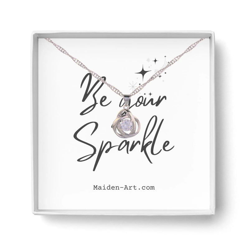 Round Knot Pendant Necklace with Cubic Zirconia - Puck's