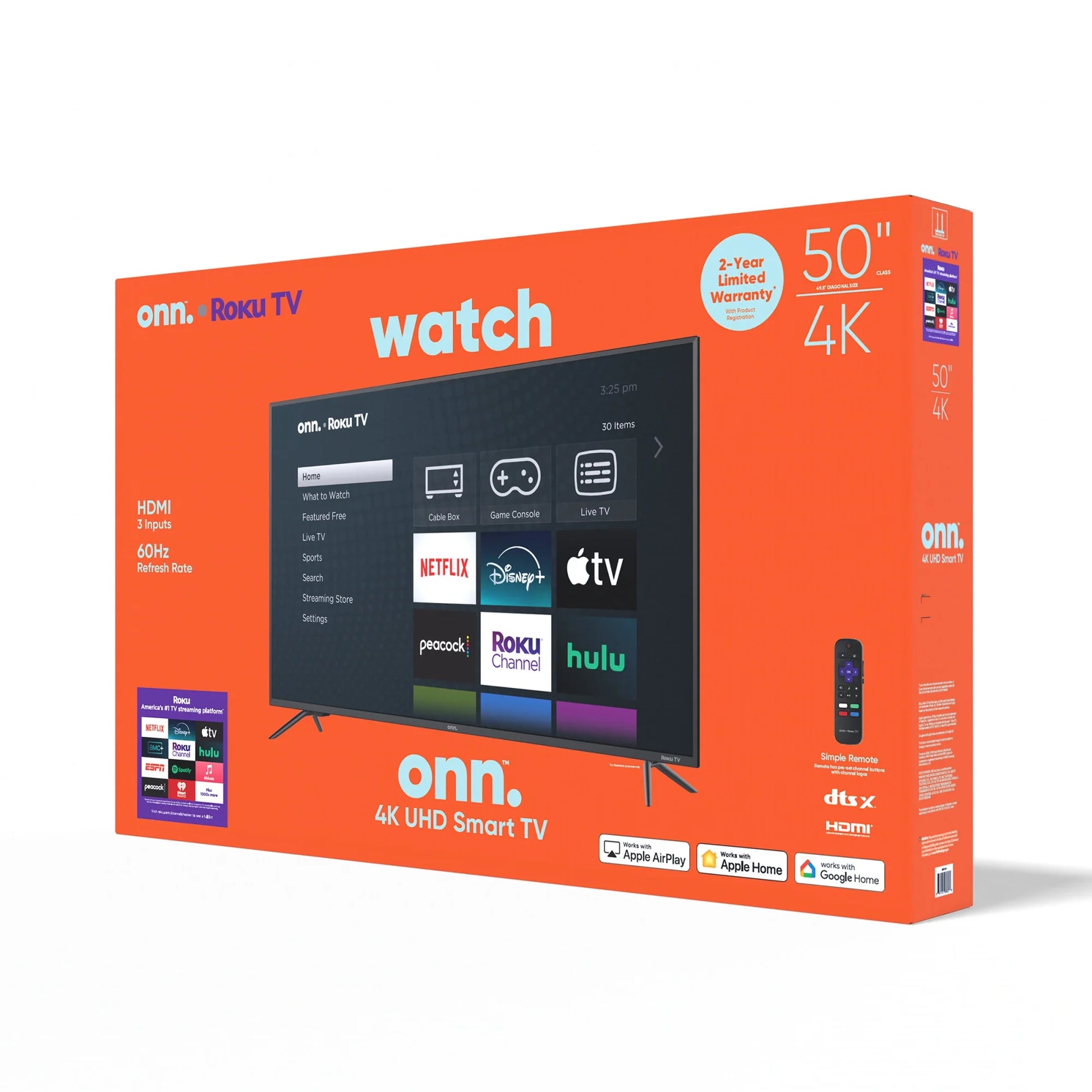 . 50” Class 4K UHD (2160P) LED Roku Smart Television HDR (100012585) - Puck's
