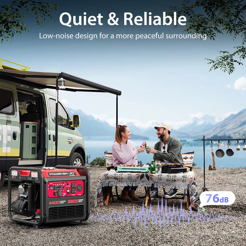 4400W Inverter Generator Gas Fuel Powered , CO Detect, Home Backup/Outdoor Use 62Lbs EPA - Puck's