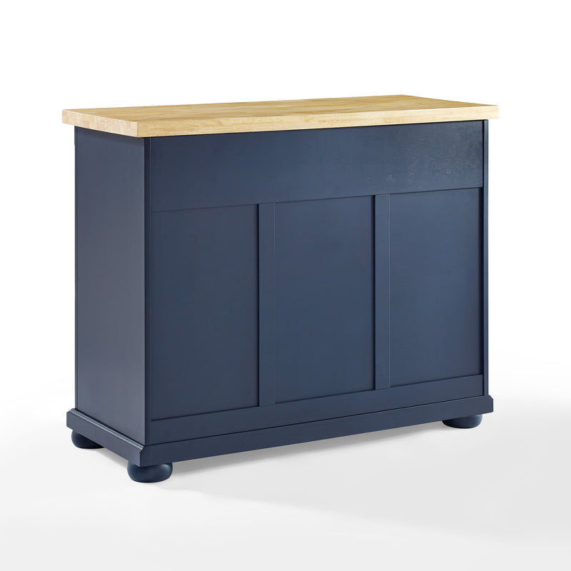 Madison Wood Top Kitchen Island in Navy/Natural