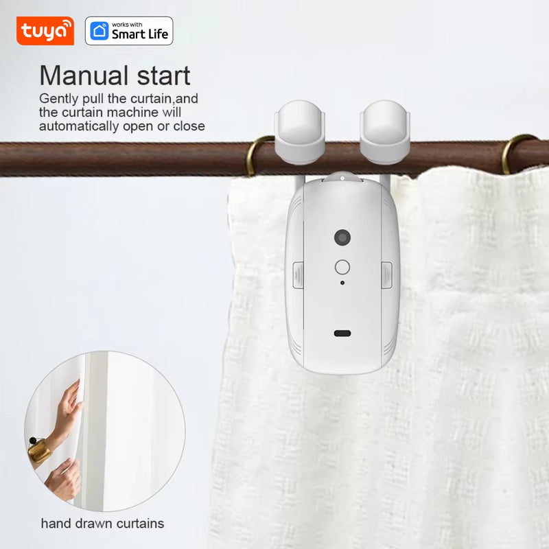 1PCS Tuya Smart Curtain Robot, Roman Rod Track, APP Control,Single/Double (Works with Tuya Gateway for Remote Control） - Puck's