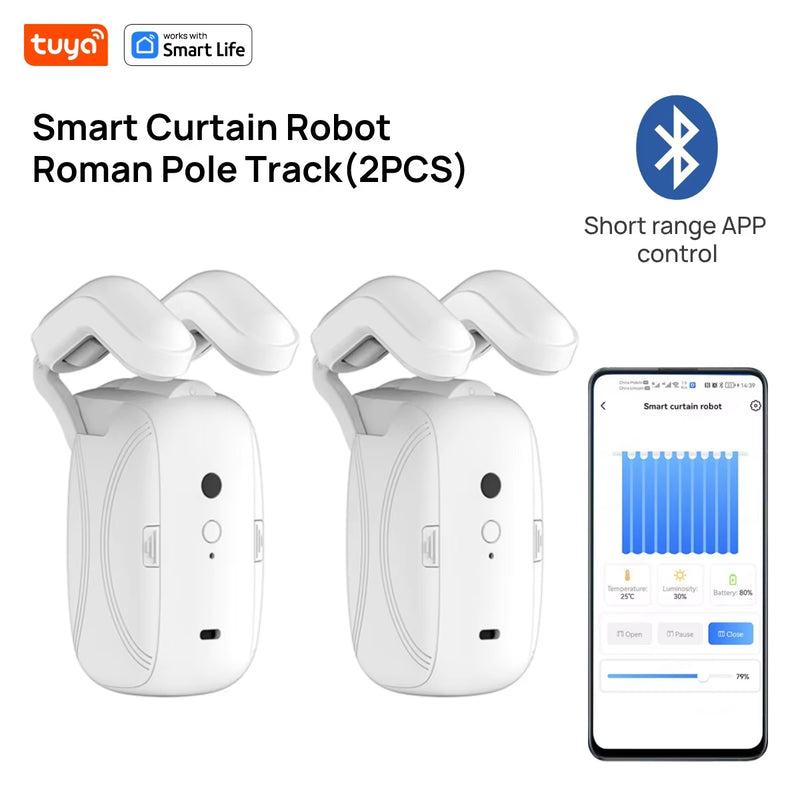 1PCS Tuya Smart Curtain Robot, Roman Rod Track, APP Control,Single/Double (Works with Tuya Gateway for Remote Control） - Puck's