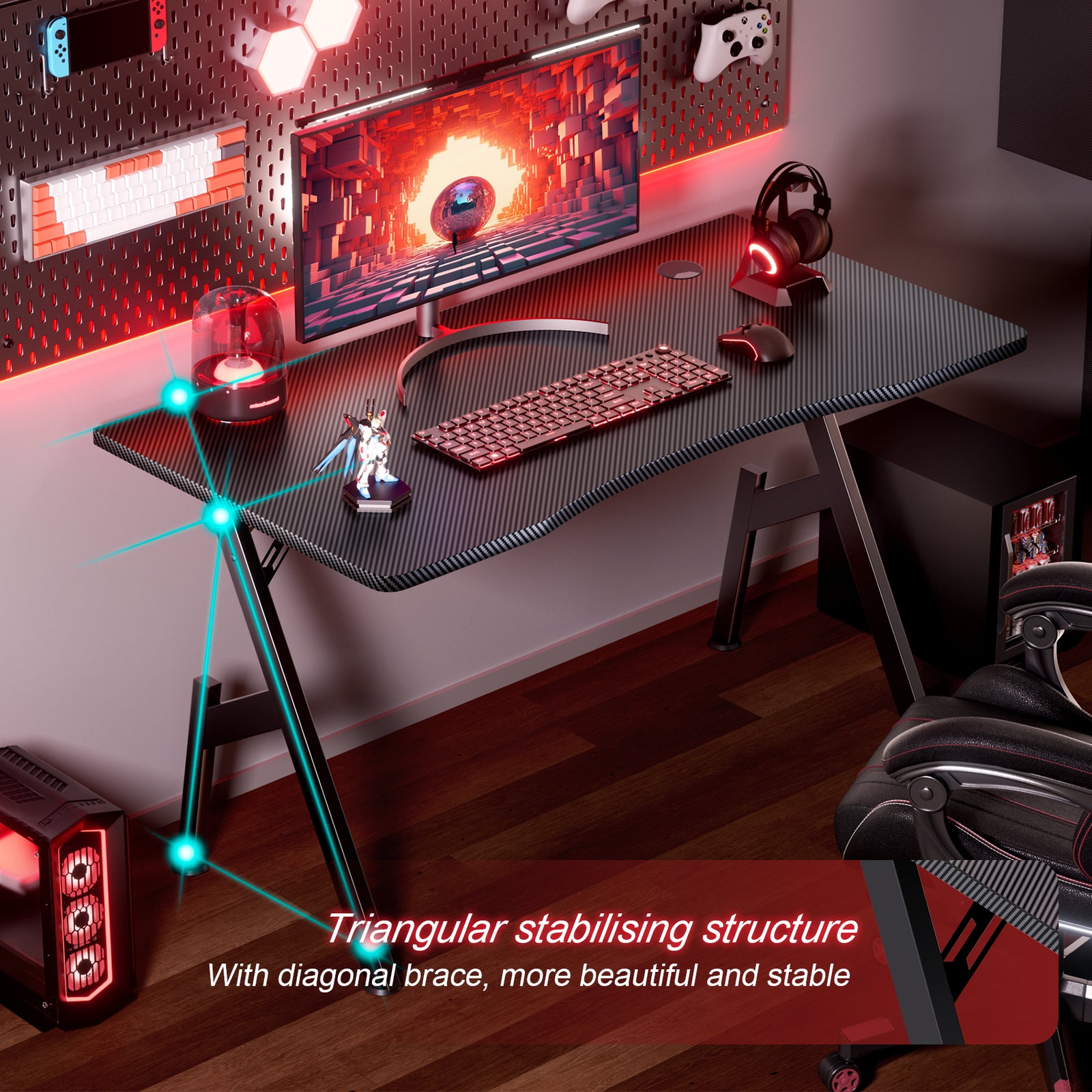 HLDIRECT 32/40/47/55 Inch Gaming Desk Gamer Table Computer Desk PC Workstation - Puck's