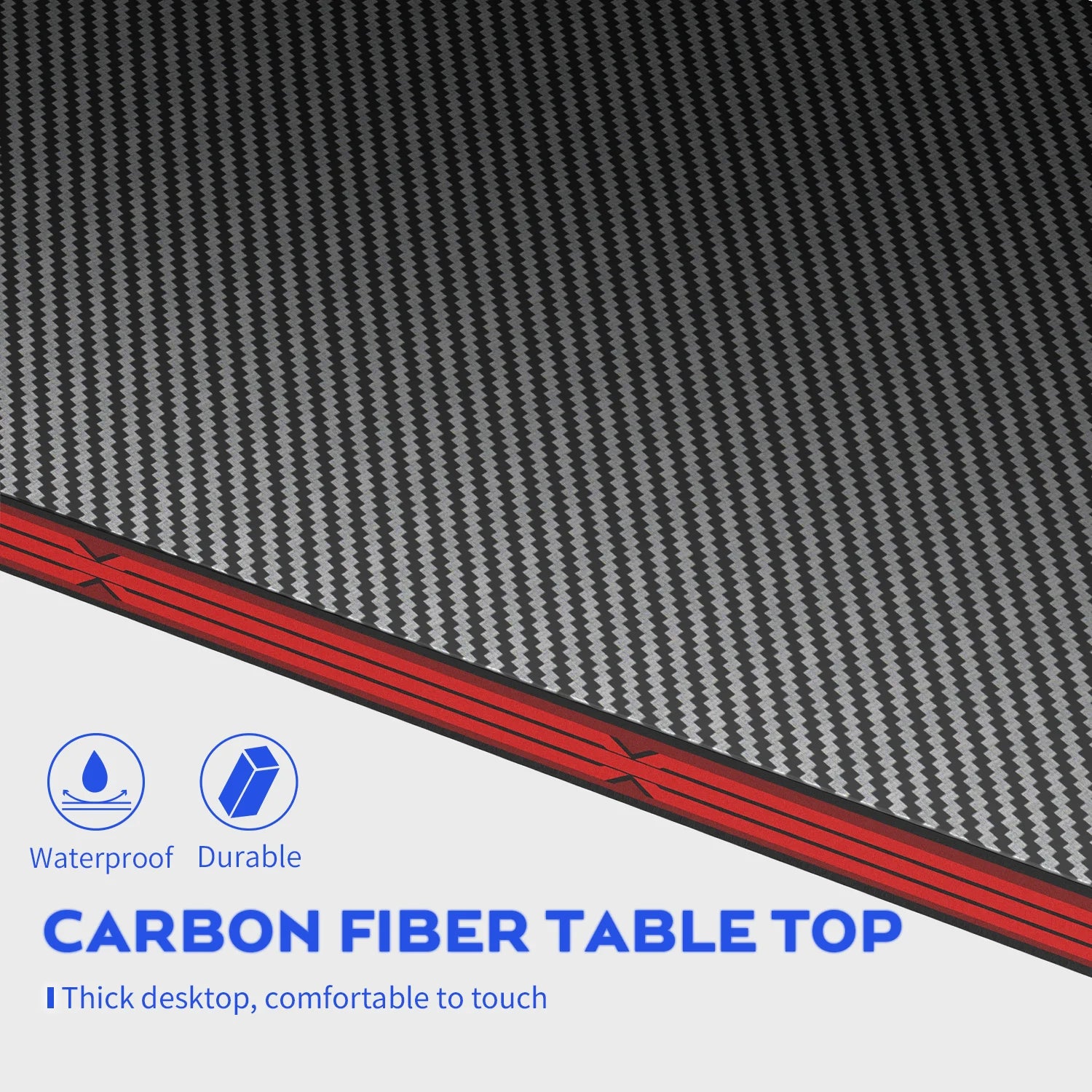 Gaming Desk L-Shaped Carbon Fiber Surface Gaming Corner Desk Table, Black - Puck's