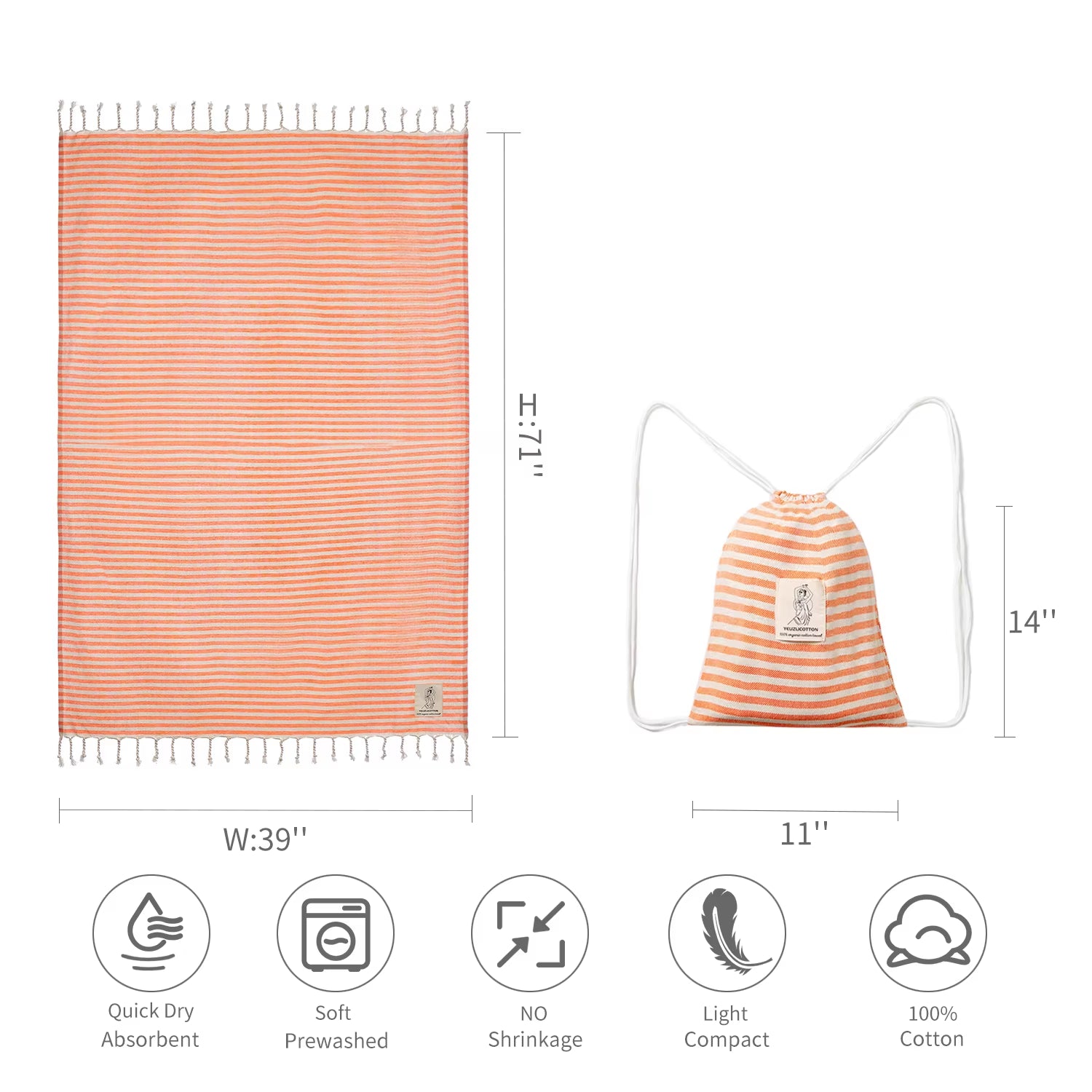 YEUZLICOTTON Hot Sale Luxury Striped Tassel 100% Cotton Sauna Spa Bath Towel for Home 100*180CM Travel Turkish Large Beach Towel - Puck's