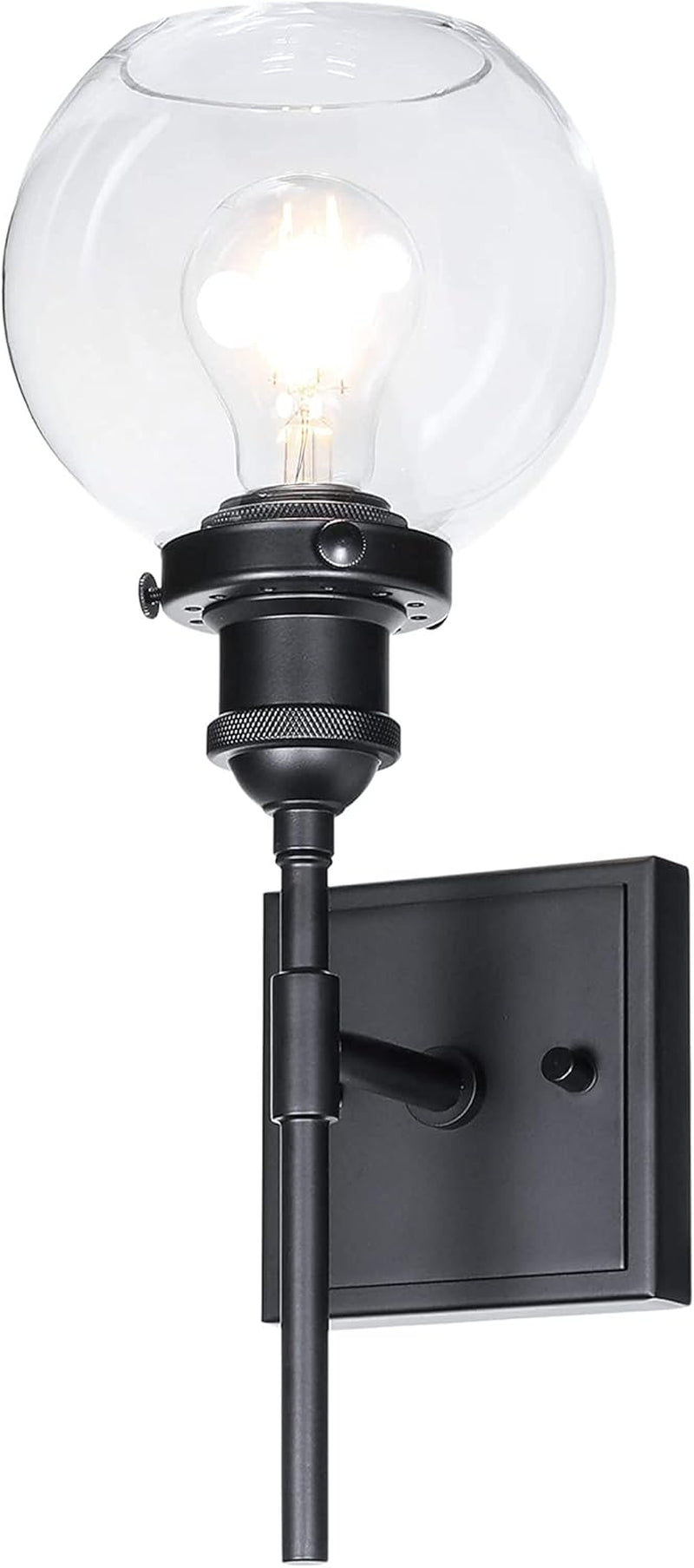 Black Wall Light, 1 Light Globe Bath Sconce Lighting Modern Wall Mounted Light for Kitchen & Bathroom XB-W1275-1-MB - Puck's