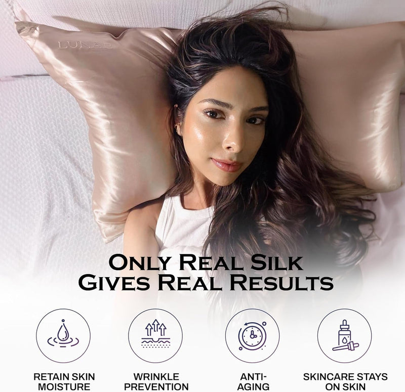Highest Grade 6A 100% Pure Mulberry Real Silk Pillowcase 22 Momme (Both Sides) for Hair and Skin - Acne Free - 1PC in Gift Box (Sterling Silver, Queen) - Puck's