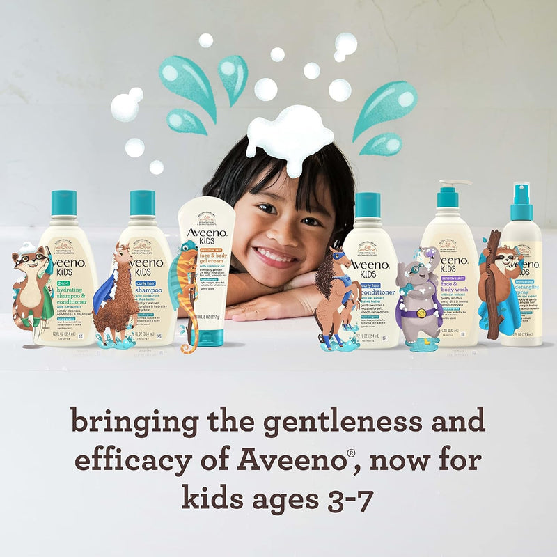 Aveeno Kids 2-In-1 Hydrating Shampoo & Conditioner, Gently Cleanses, Conditions & Detangles Kids Hair, Formulated with Oat Extract, for Sensitive Skin & Scalp, Hypoallergenic, 12 Fl. Oz - Puck's
