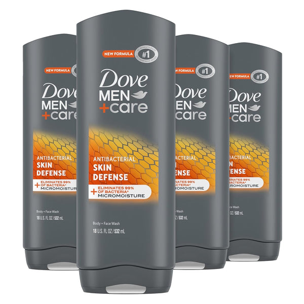 Dove Men+Care Body Wash Skin Defense 4 Count for Smooth and Hydrated Skin Care Effectively Washes Away Bacteria While Nourishing Your Skin 18 Oz - Puck's