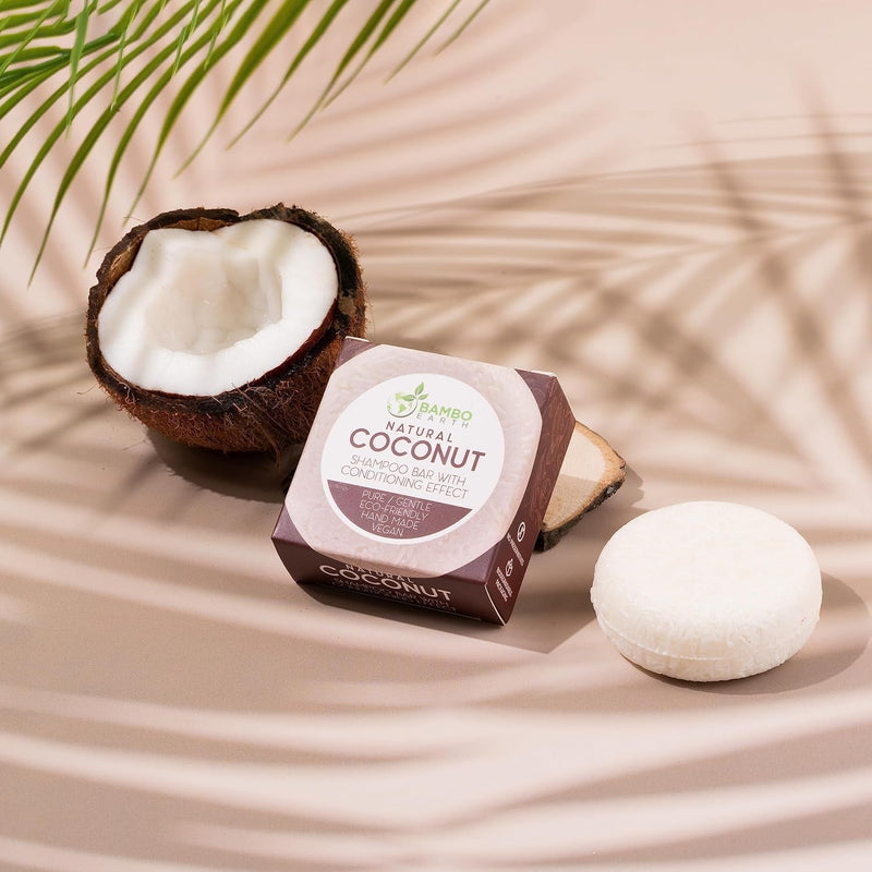 Solid Shampoo Bar and Conditioner Effect Hair Soap – 100% Organic Shampoo Bars for Hair with All Natural Plant Based Essential Oils and Zero Waste Biodegradable Packaging (Coconut) - Puck's