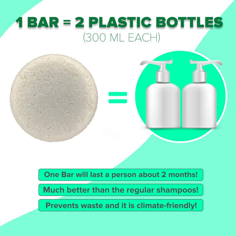 Solid Shampoo Bar and Conditioner Effect Hair Soap – 100% Organic Shampoo Bars for Hair with All Natural Plant Based Essential Oils and Zero Waste Biodegradable Packaging (Coconut) - Puck's