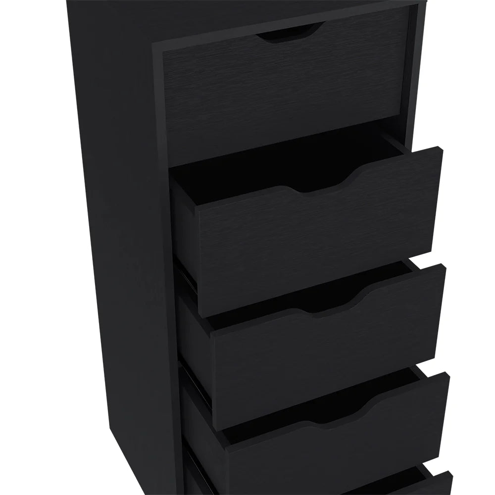 Dresser Kamran, Five Drawers Narrow, Black Wengue Finish - Puck's