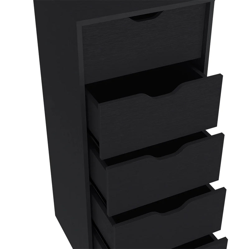 Dresser Kamran, Five Drawers Narrow, Black Wengue Finish - Puck's