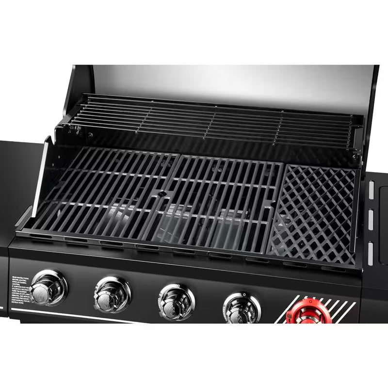 5-Burner Propane Gas Grill in Matte Black with Trivantage Multifunctional Cooking System