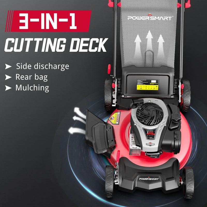 Push Lawn Mower 21-Inch 3-In-1 ,6 Lever Height Adjustment with 140Cc B&S Engine - Puck's
