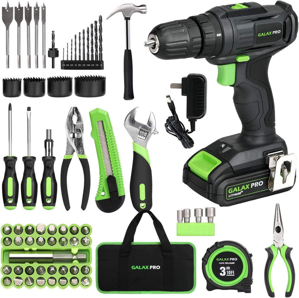 2-Speed Drill 20V MAX Lithium-Ion Drill/Driver, 3/8'' Electric Drill with 19+1 Torque Setting, 68 Pieces Accessories Ideal for Home Improvement and DIY Project - Puck's