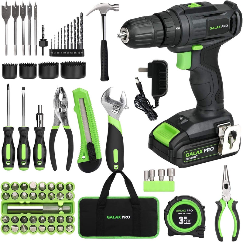 2-Speed Drill 20V MAX Lithium-Ion Drill/Driver, 3/8'' Electric Drill with 19+1 Torque Setting, 68 Pieces Accessories Ideal for Home Improvement and DIY Project - Puck's