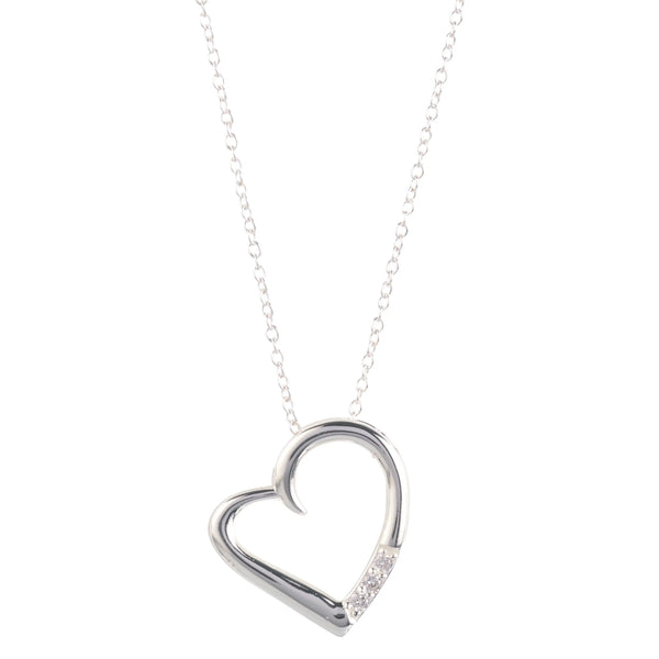 14K Silver Plated Necklace Love Heart Pave Pendant Necklace - Puck's