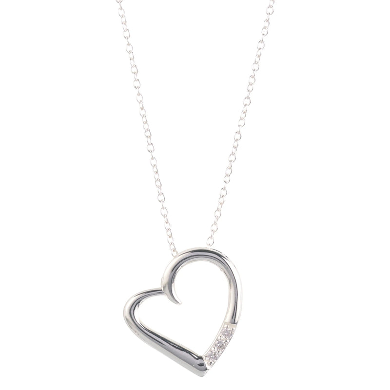 14K Silver Plated Necklace Love Heart Pave Pendant Necklace - Puck's