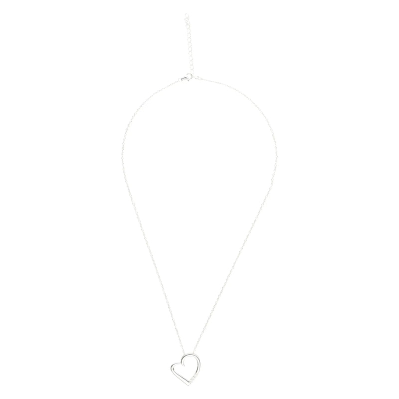 14K Silver Plated Necklace Love Heart Pave Pendant Necklace - Puck's