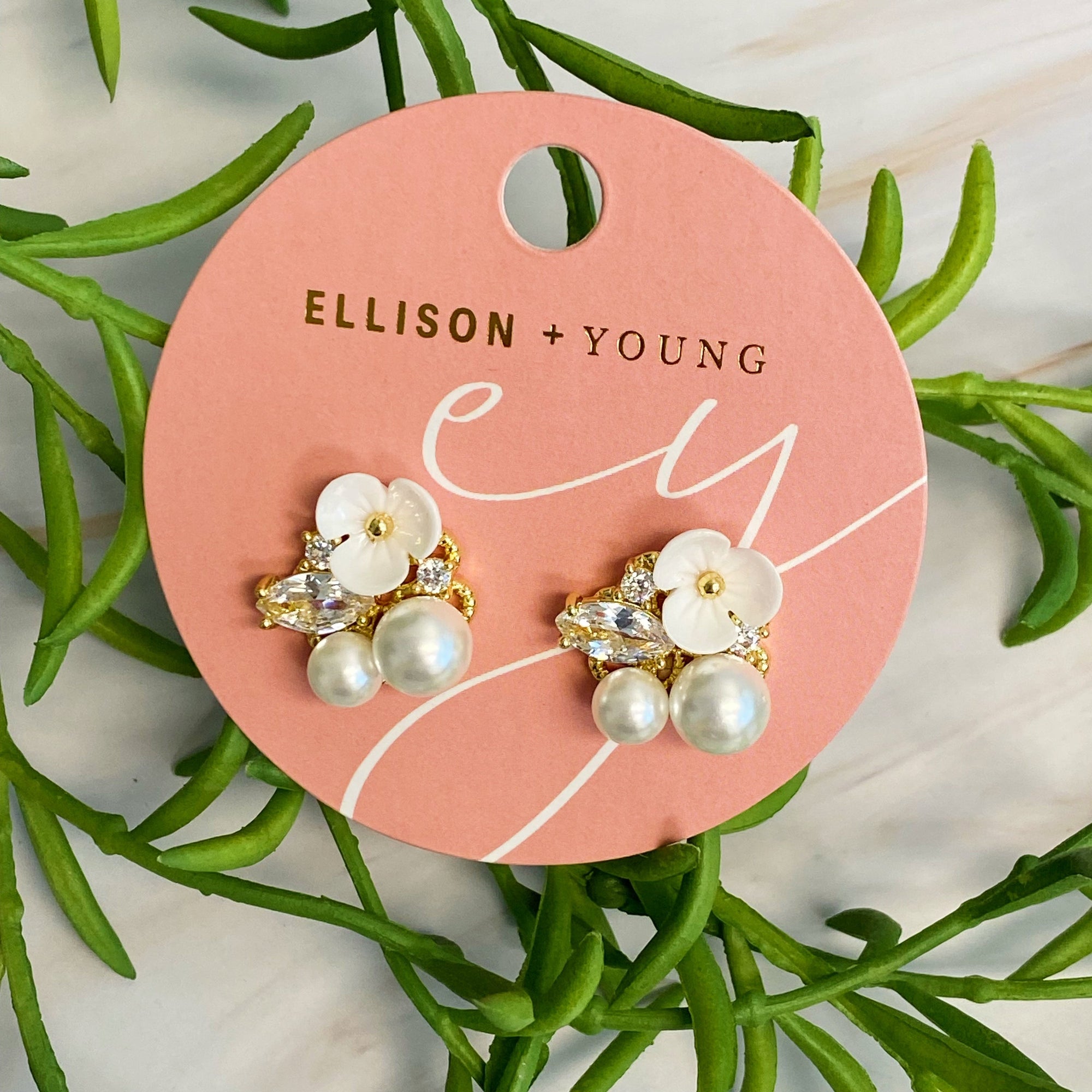 Mini Flower Jeweled Stud Earrings - Puck's