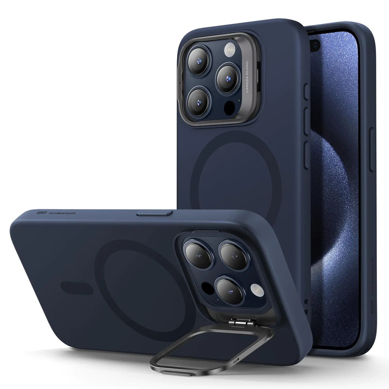 ESR for iPhone 15 Plus Case, Compatible with MagSafe, Military-Grade Protective Case, Built-in Stash Stand Phone Case, Scratch-Resistant Back Cover, Classic Series, Clear - Puck's