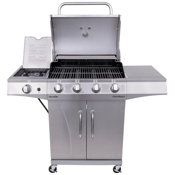 Performance Series Silver 4-Burner Liquid Propane Gas Grill with 1 Side Burner - Puck's