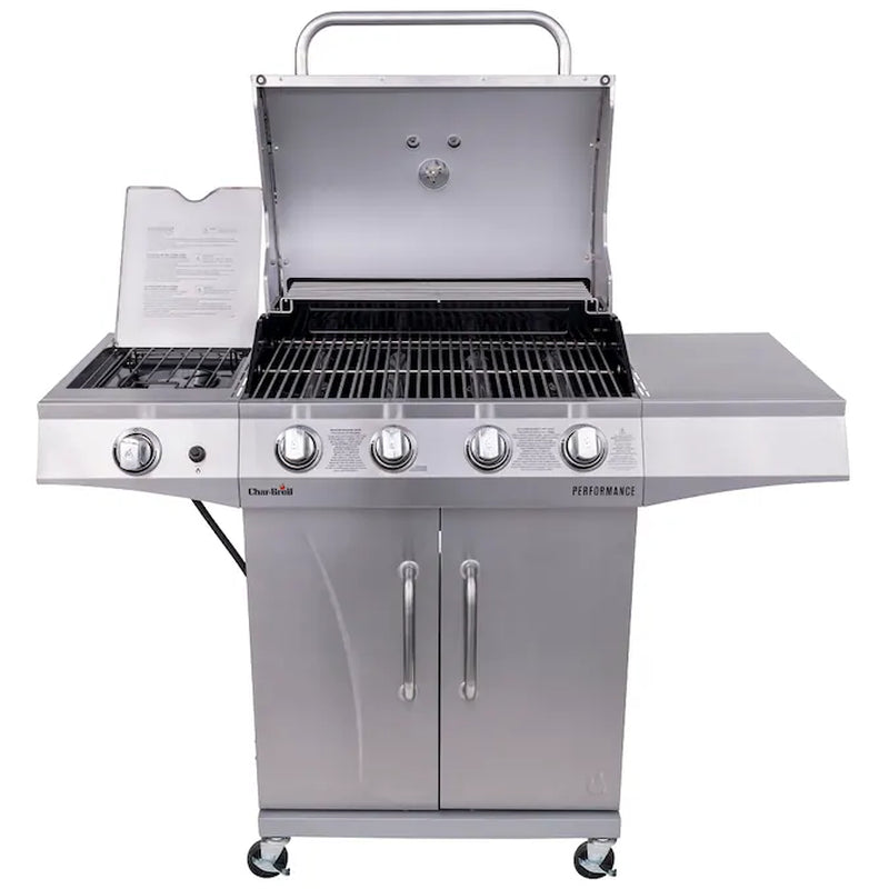 Performance Series Silver 4-Burner Liquid Propane Gas Grill with 1 Side Burner - Puck's