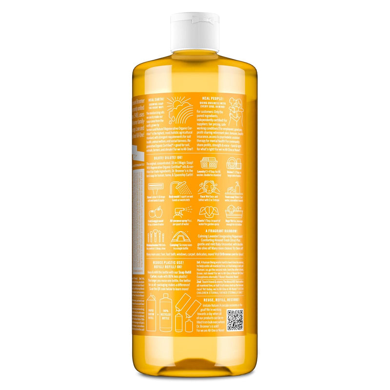 Magic Soap-Pure-Castile Liquid Soap (Citrus, 32 Ounce, 2-Pack)-Regenerative Organic Certified Oils, 18-In-1 Uses: Body, Hair, Laundry, Pets & Dishes, Concentrated, Vegan, Non-Gmo - Puck's